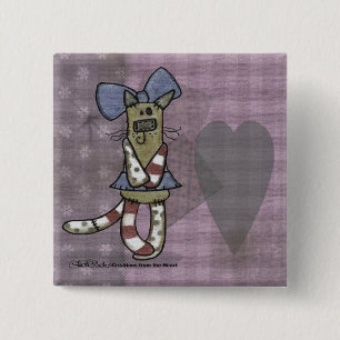Primitive Kitty Pinback Button