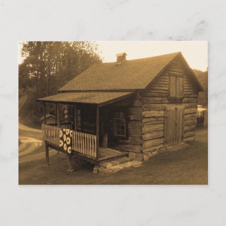 Primitive Log Cabin Postcard