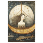 Primitive Mermaid In A Boat Painting Decoupage