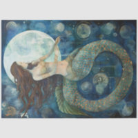 Primitive Mermaid & Moons Painting Decoupage
