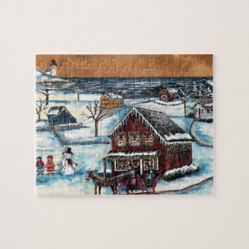Primitive New England Christmas Jigsaw Puzzle by Eclectic_Ramblings at Zazzle