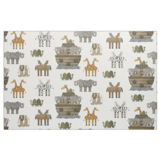 Primitive Noahs Ark Animals Fabric