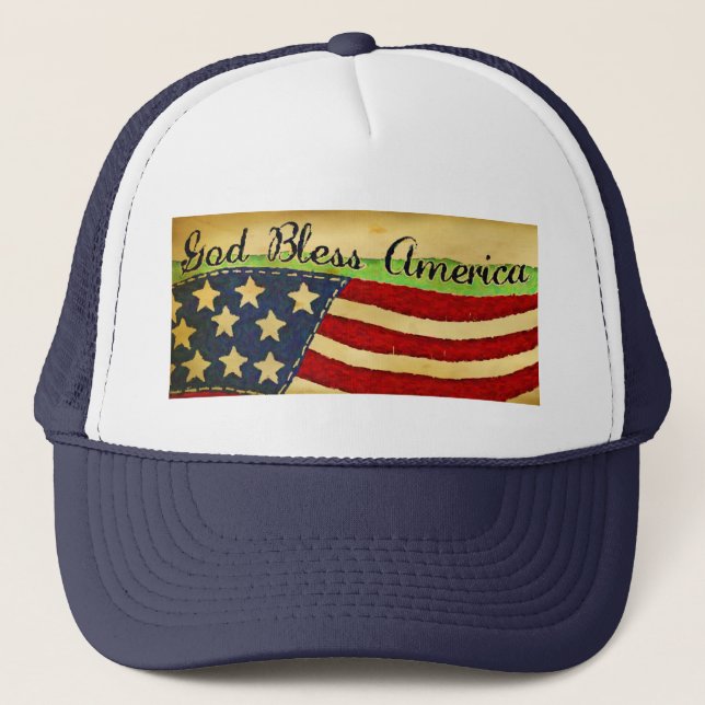 Primitive Old Glory God Bless America Cap (Front)