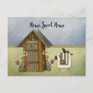 Primitive Outhouse Sheep Home Housewarming Party | Invitation Postcard