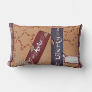 Primitive Patriotic 4th of July Books Sheep Stars Lumbar Pillow