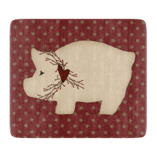 Primitive Pig Glass Cutting Board