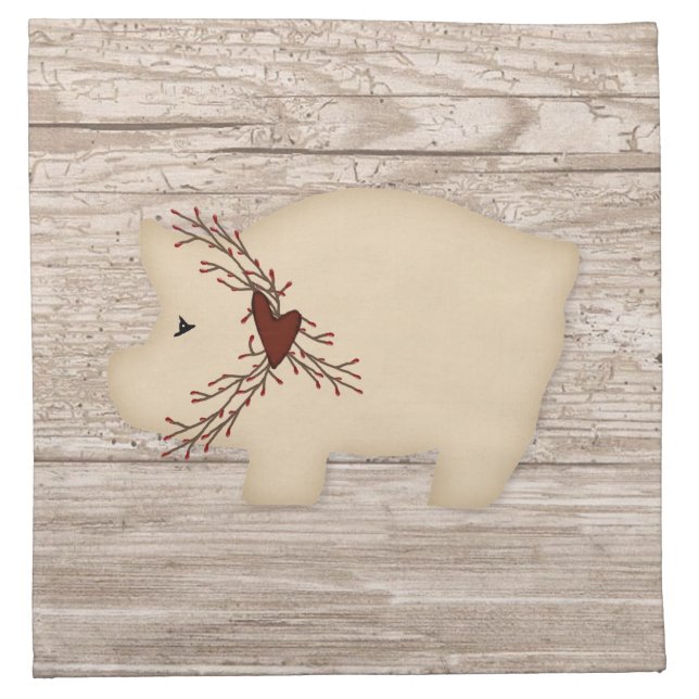 Primitive Pig Napkin (Front)