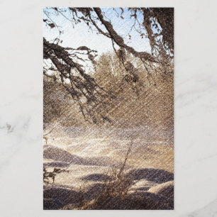 Primitive Pine Tree Woodland Winter Forest Stationery