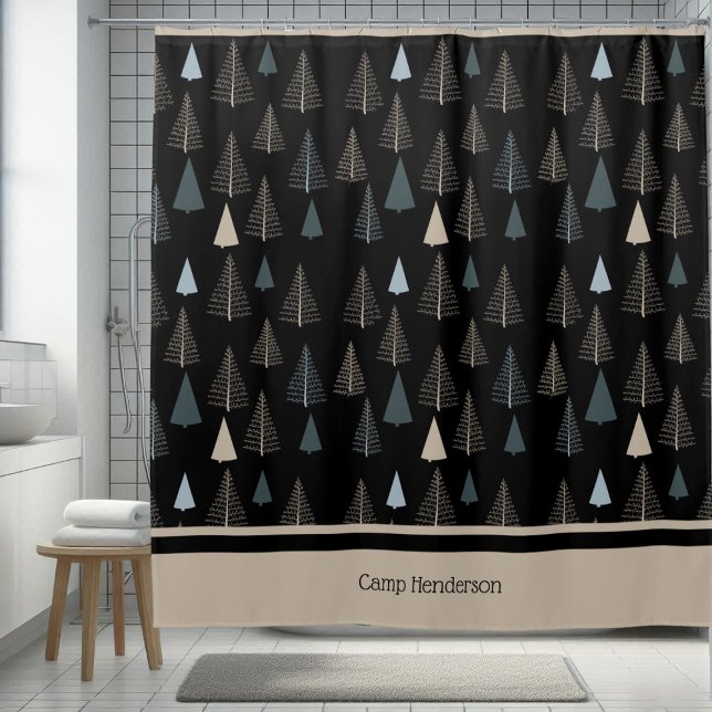 Primitive Pines on Black Shower Curtain (Creator Uploaded)