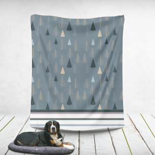 Primitive Pines on Gray Fleece Blanket