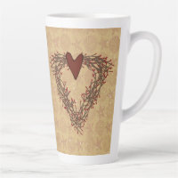 Primitive Pip Berry Heart Wreath Latte Mug