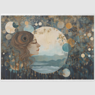 Primitive Rustic Celestial Night Sky Decoupage  Tissue Paper