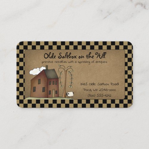 Primitive Rustic Country Saltbox on Kraft Business Card