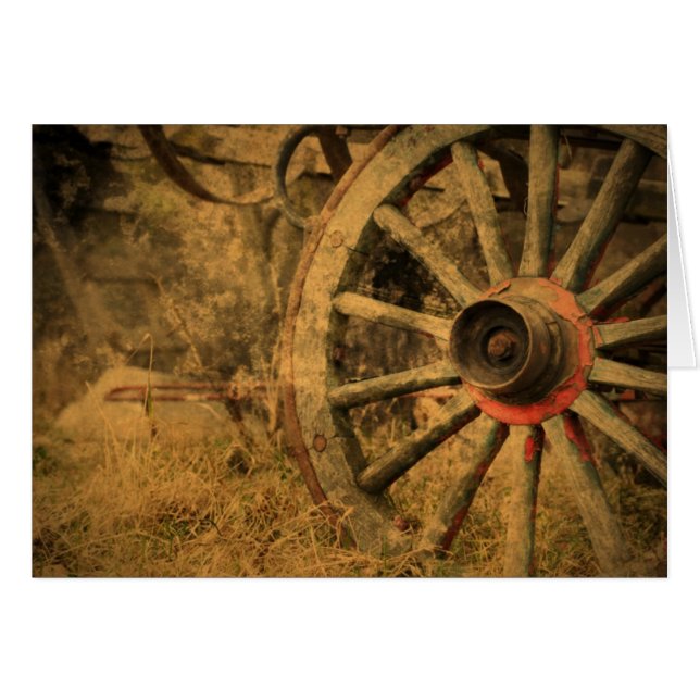Primitive Rustic Western Country Wagon Wheel Cards (Front Horizontal)