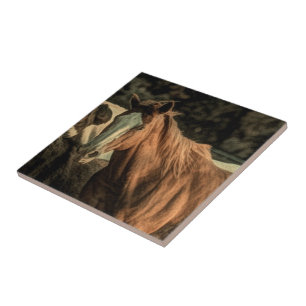 Primitive rustic western country wild horse ceramic tile