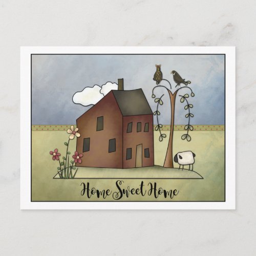 Primitive Salt Box Home Housewarming Party  Invitation Postcard