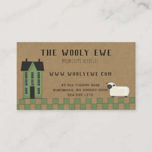 PRIMITIVE SALTBOX HOUSE ON KRAFT BUSINESS CARD