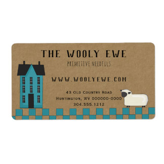 Primitive Saltbox HOUSE ON KRAFT SHIPPING LABEL