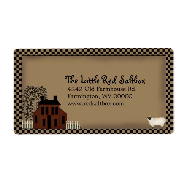 Primitive Saltbox House Shipping Label (Front)