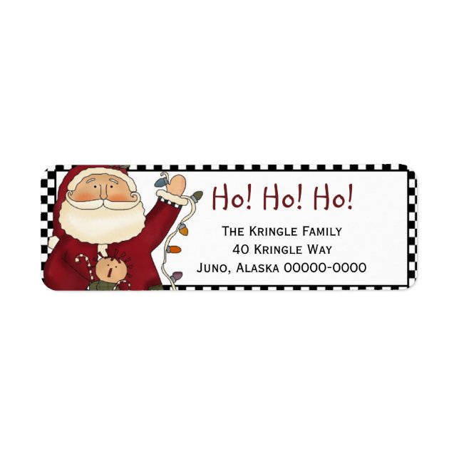 Primitive Santa Return Address Label - Holiday (Front)