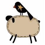 Primitive Sheep And Crow  Sculpture at Zazzle