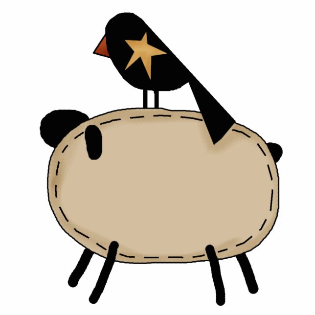 primitive sheep and crow  Sculpture (Front)