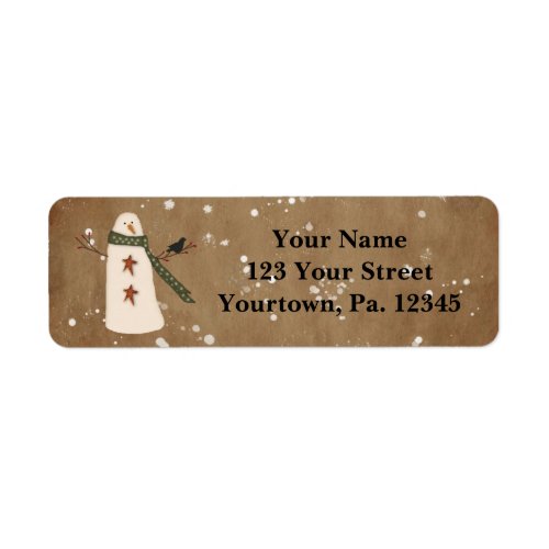 Primitive Snowman Address Label