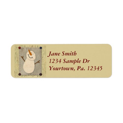 Primitive Snowman Address Label