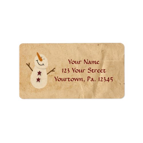 Primitive Snowman Address Label