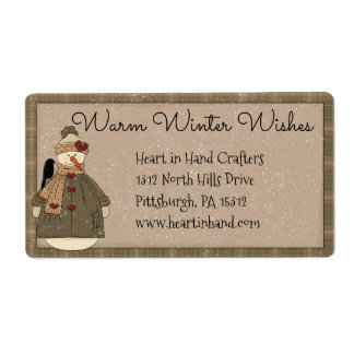 Primitive Snowman Address/Shipping Label