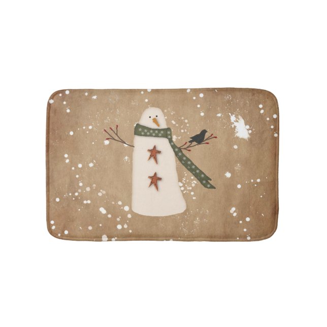 Primitive Snowman Bath Mat (Front)