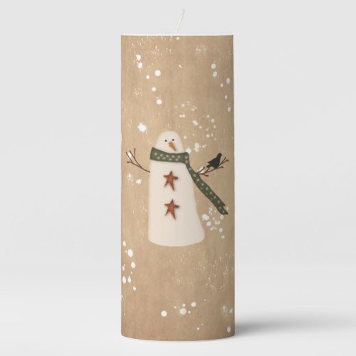 Primitive Snowman Candle