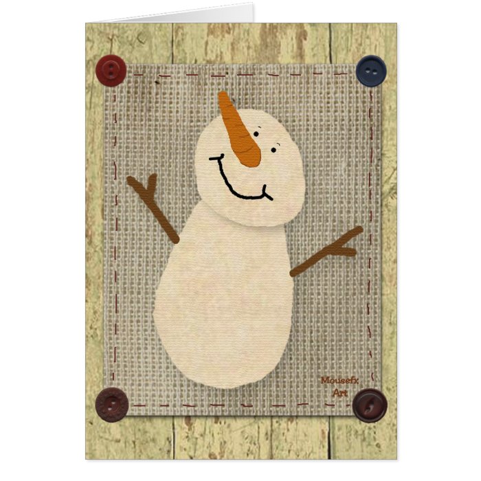 Primitive Snowman Card