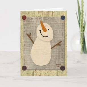Primitive Snowman Christmas Card