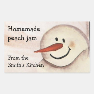 Primitive Snowman Christmas Jar Sticker