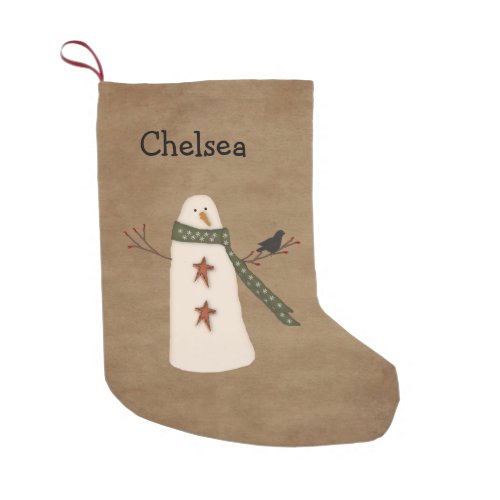 Primitive Snowman Christmas Stocking