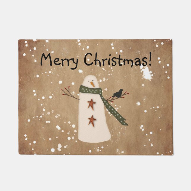 Primitive Snowman Door Mat (Front)