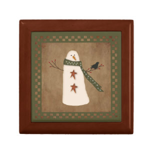 Primitive Snowman Gift Box