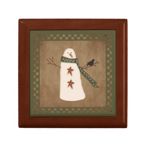 Primitive Snowman Gift Box