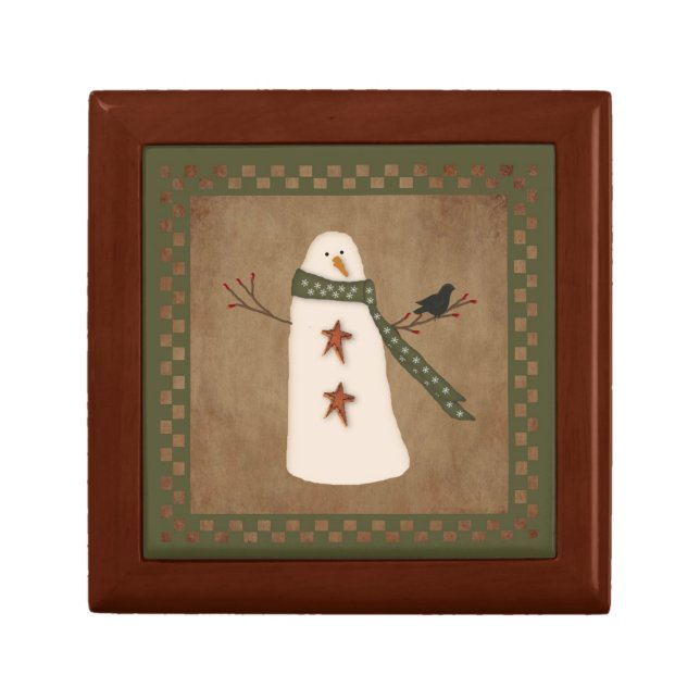 Primitive Snowman Gift Box (Front)