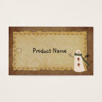 Primitive Snowman Hang Tag
