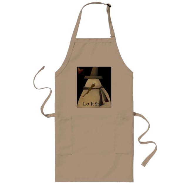 Primitive Snowman Long Apron (Front)