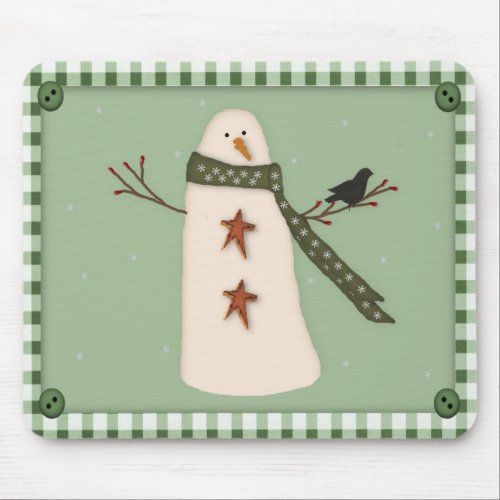 Primitive Snowman Mousepad