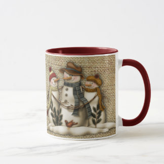 primitive snowman mug