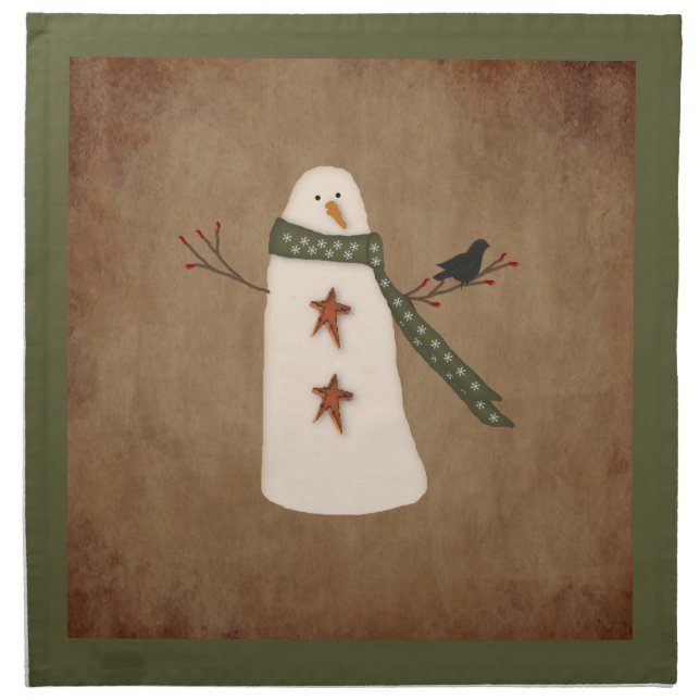 Primitive Snowman Napkins (Front)