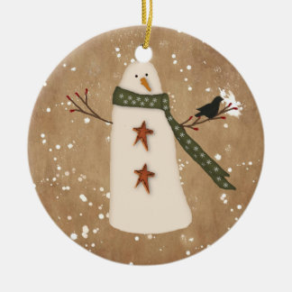 Primitive Snowman Ornament