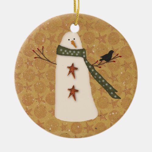 Primitive Snowman Ornament