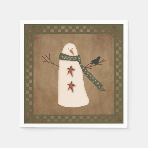 Primitive Snowman Paper Napkins