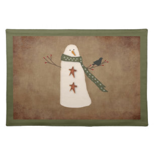 Primitive Snowman Placemat