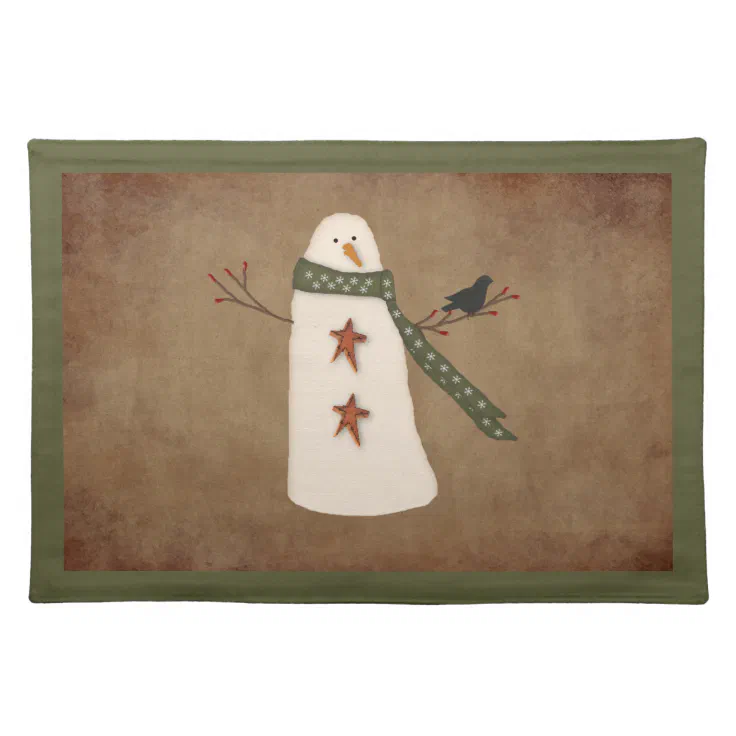 Primitive Snowman Placemat Zazzle